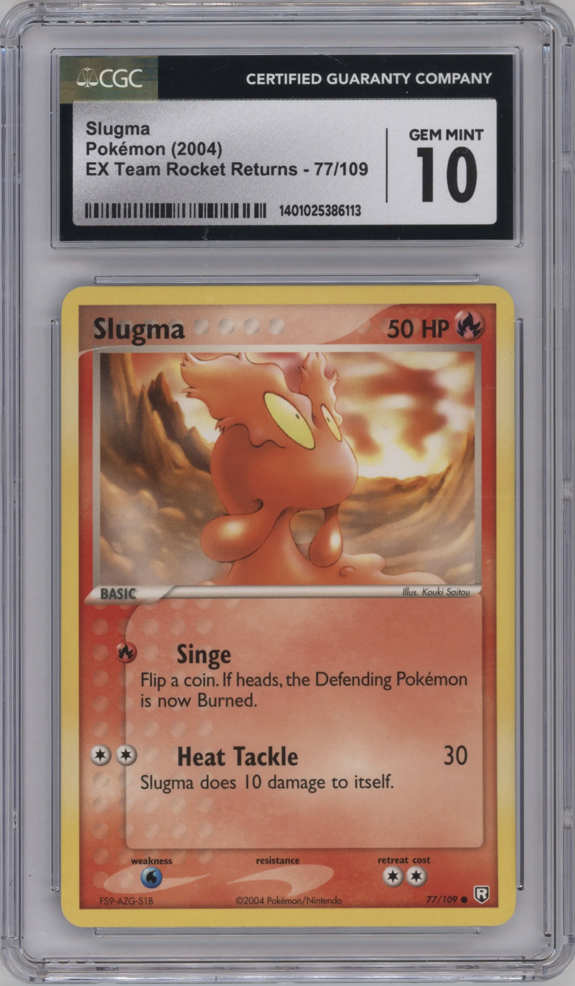 2004 Pokemon EX Team Rocket Returns Slugma #77 CGC 10