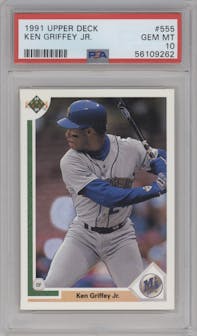 Ken Griffey Jr. from the 1991 Upper Deck set graded by PSA and given an overall grade of 10.