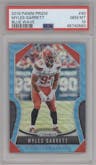 Myles Garrett from the 2019 Panini Prizm set featuring a Blue Wave  parallel graded by PSA and given an overall grade of 10.