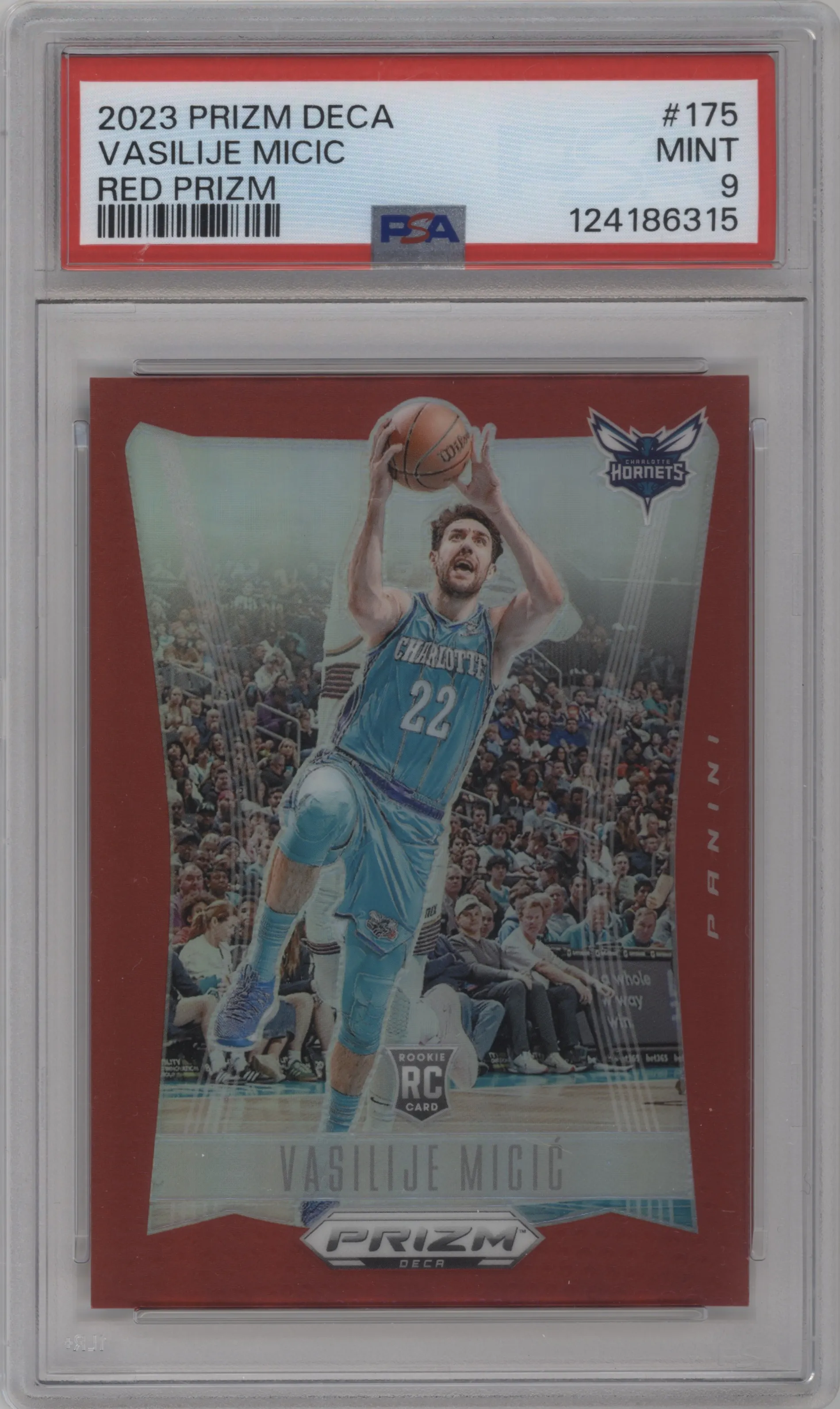 2023 Panini Prizm Deca Vasilije Micic Red Prizm PSA 9
