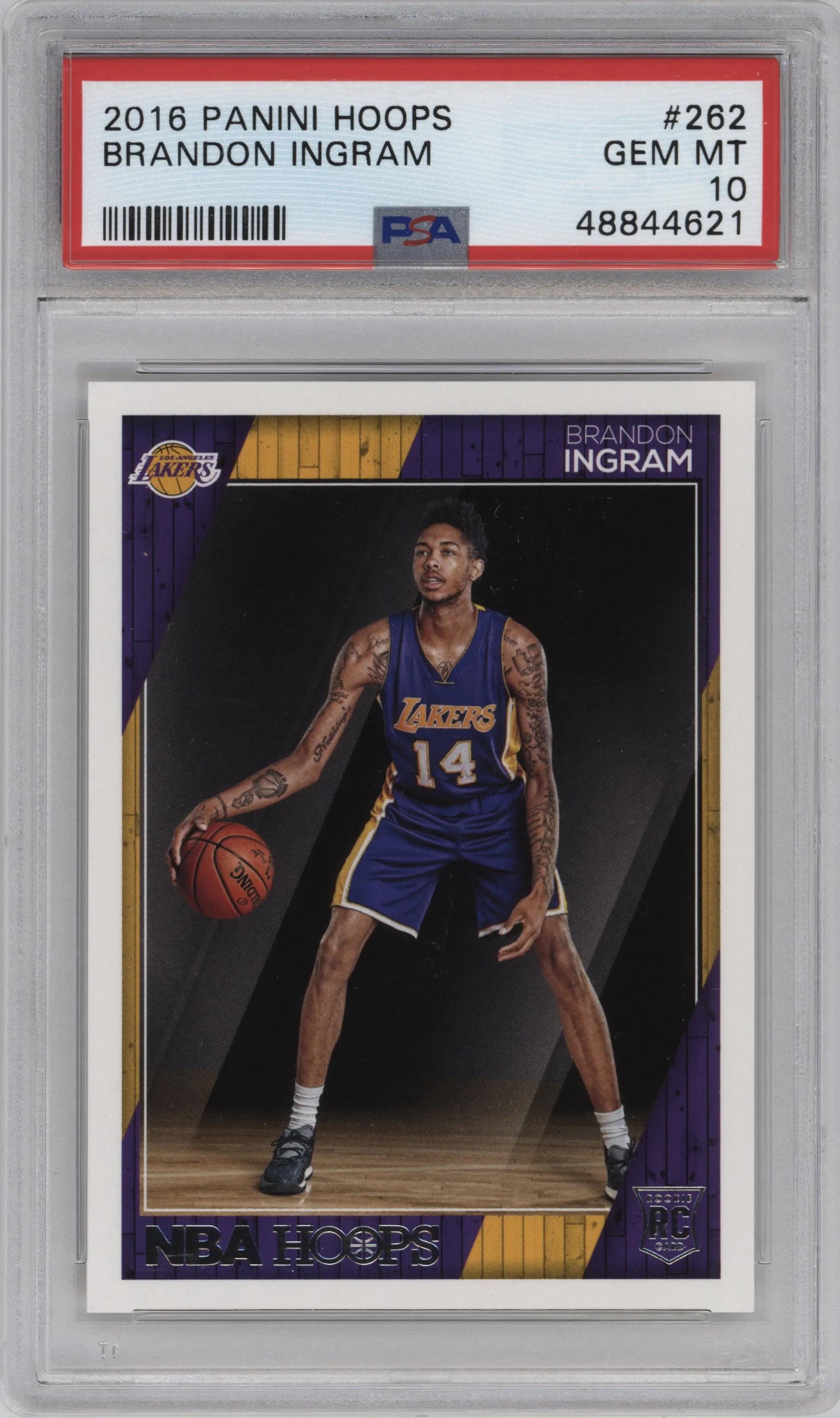 Brandon Ingram from the 2016-17 Panini NBA Hoops set graded by PSA and given an overall grade of 10.