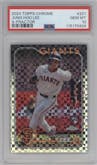 Jung Hoo Lee from the 2024 Topps Chrome set featuring a X-Fractor parallel graded by PSA and given an overall grade of 10.