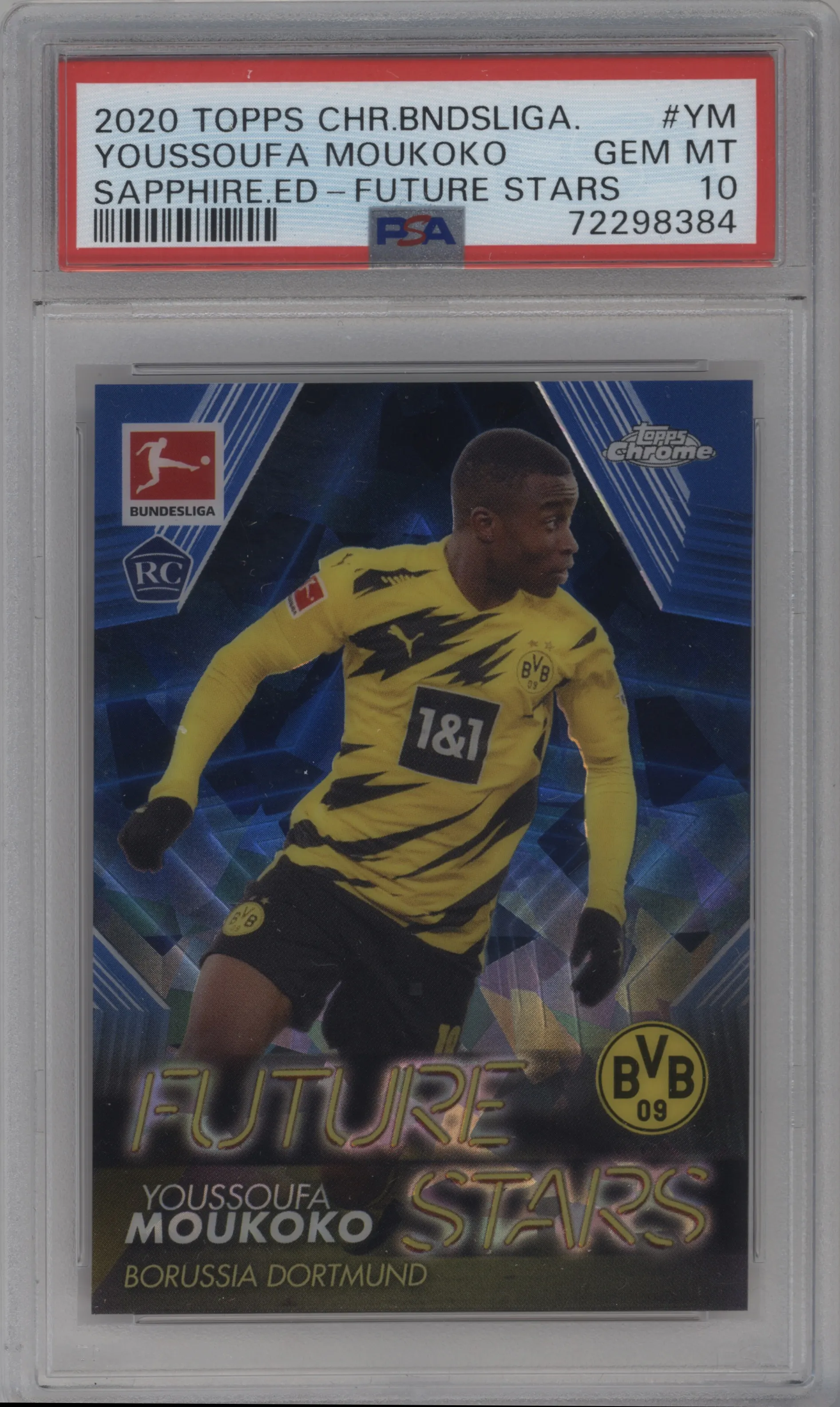2020 Topps Chrome Sapphire Edition Bundesliga Future Stars Youssoufa Moukoko PSA 10