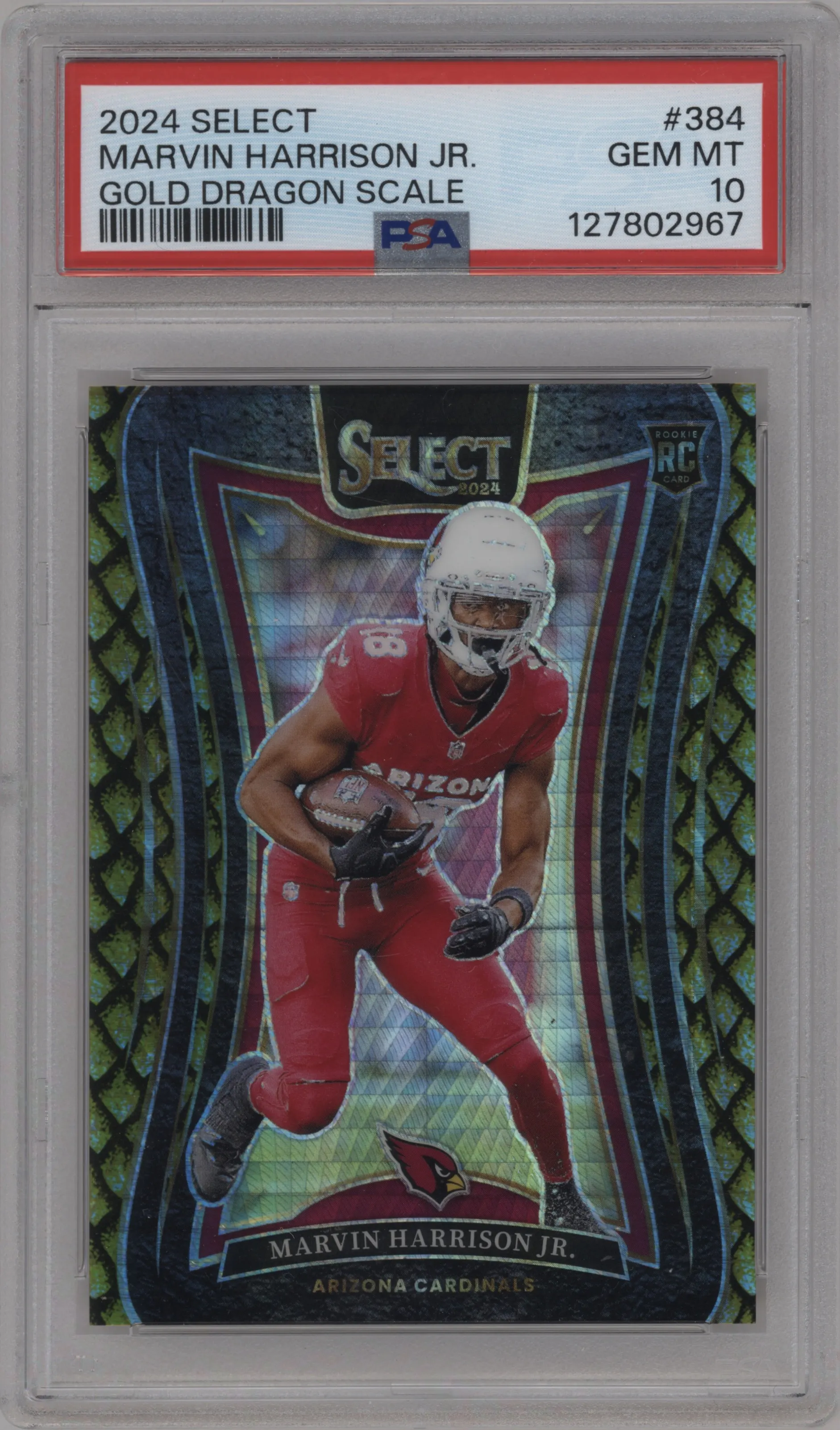 2024 Panini Select Suite Lvl. Marvin Harrison Jr. Gold Dragon Scale PSA 10
