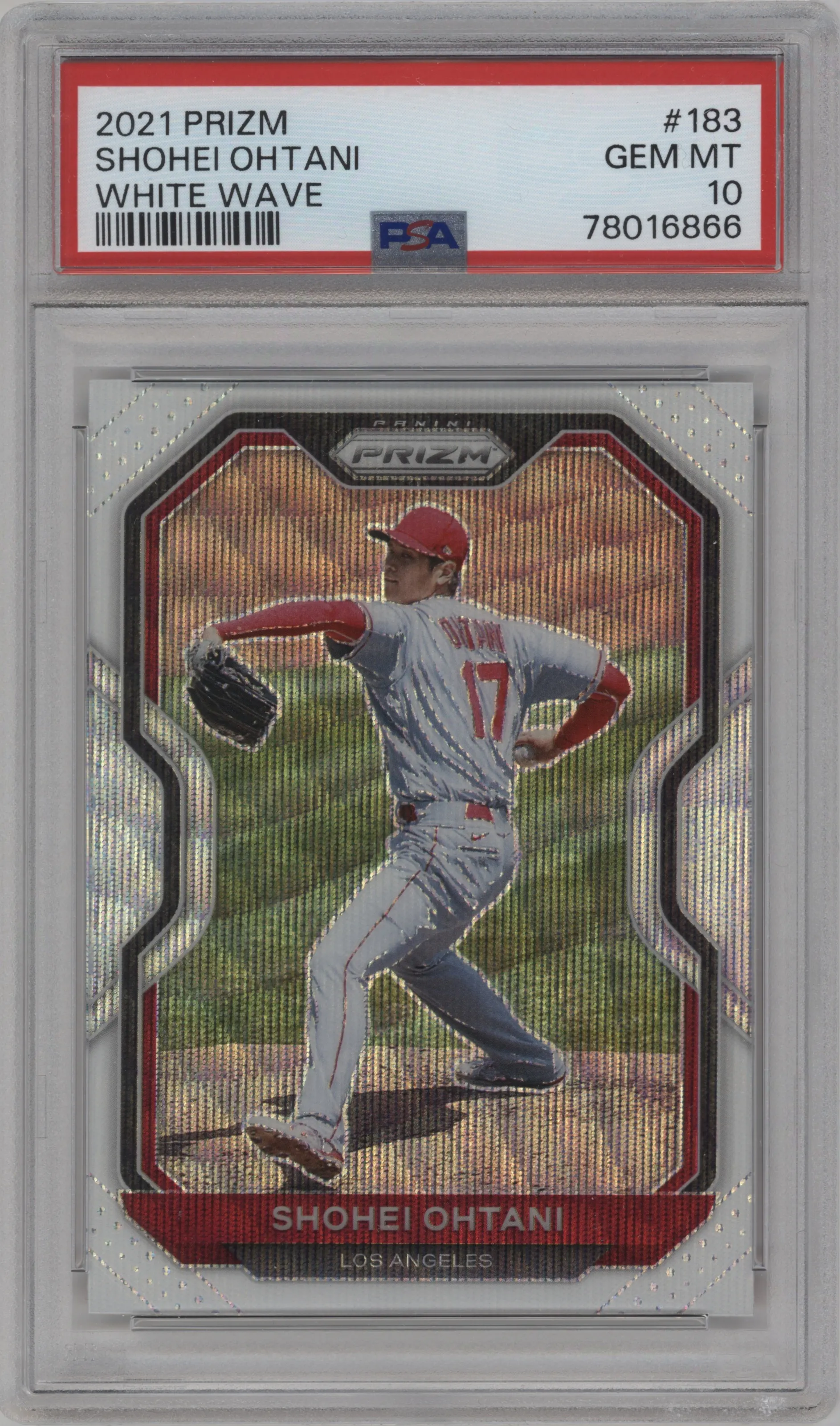2021 Panini Prizm Shohei Ohtani White Wave #183 PSA 10