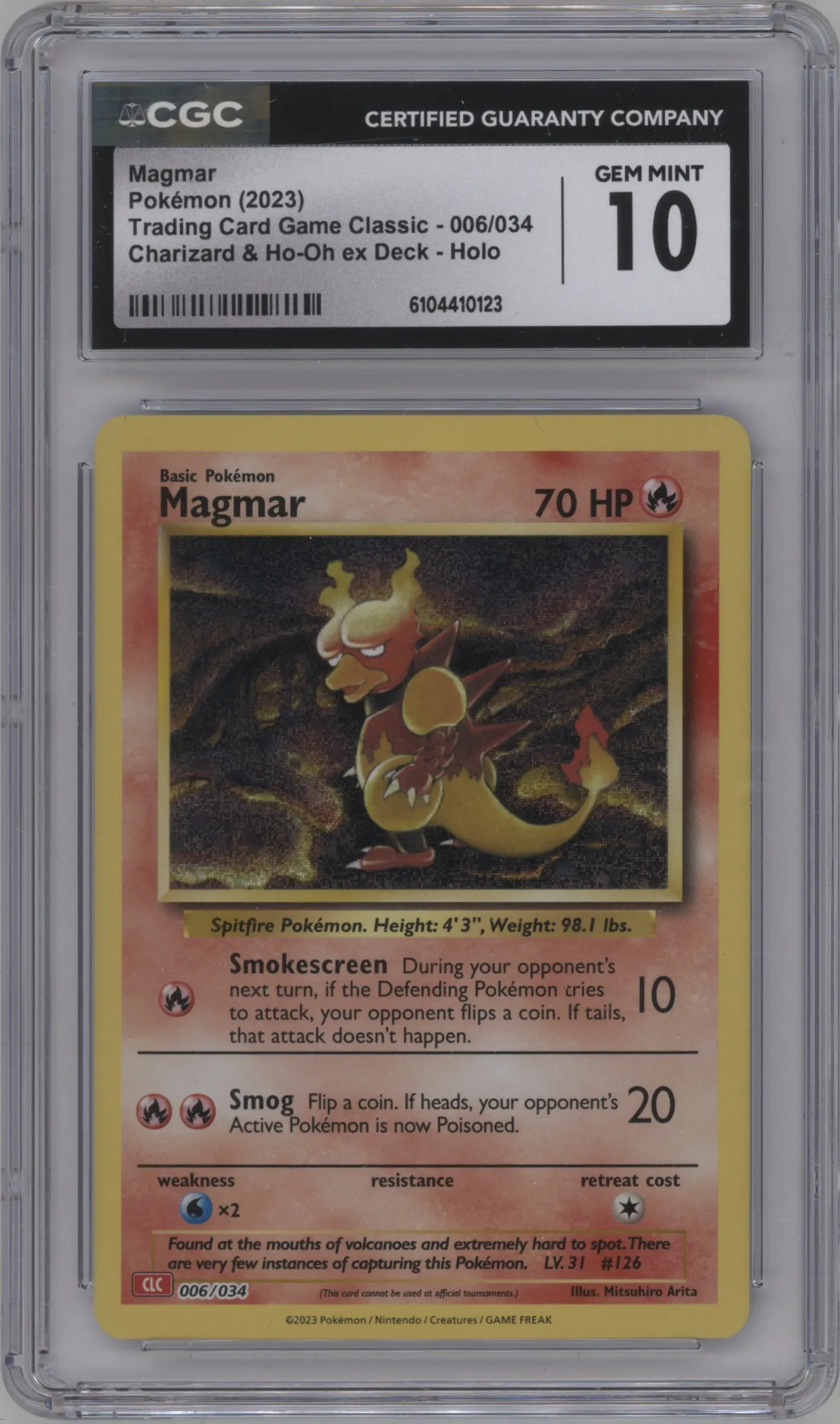 2023 Pokemon CLC Magmar #006 CGC 10