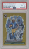 Quentin Johnston from the 2023 Donruss Optic set featuring a Gold parallel graded by PSA and given an overall grade of 10.