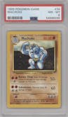 Machoke from the 1999 Pokemon set graded by PSA and given an overall grade of 8.