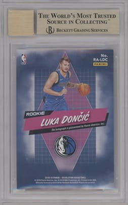 Luka Doncic from the 2018-19 Panini Revolution  set graded by Beckett and given an overall grade of 9.5.