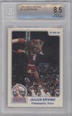 Julius Erving from the 1984 Star Slam Dunk Championship set graded by Beckett and given an overall grade of 8.5.