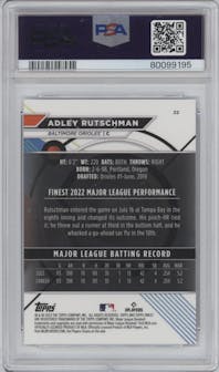 Adley Rutschman from the 2023 Topps Finest set graded by PSA and given an overall grade of 10.