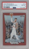 Victor Wembanyama from the 2023-24 Panini Prizm Deca set featuring a Red Prizm parallel graded by PSA and given an overall grade of 8.