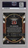Joe Burrow from the 2020 Panini Select set featuring a Silver Prizm parallel graded by PSA and given an overall grade of 10.
