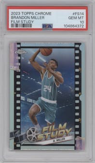 Brandon Miller from the 2023-24 Topps Chrome set graded by PSA and given an overall grade of 10.