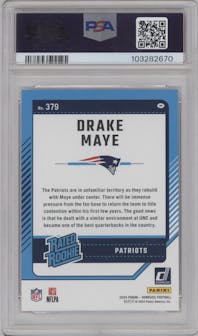 Drake Maye from the 2024 Donruss set graded by PSA and given an overall grade of 10.