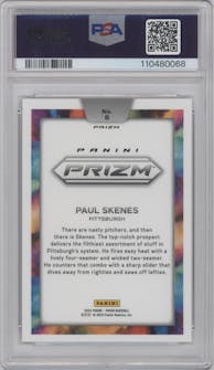 Paul Skenes from the 2024 Panini Prizm set graded by PSA and given an overall grade of 9.