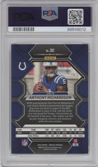 Anthony Richardson from the 2023 Panini Mosaic set featuring a Green Mosaic parallel graded by PSA and given an overall grade of 10.
