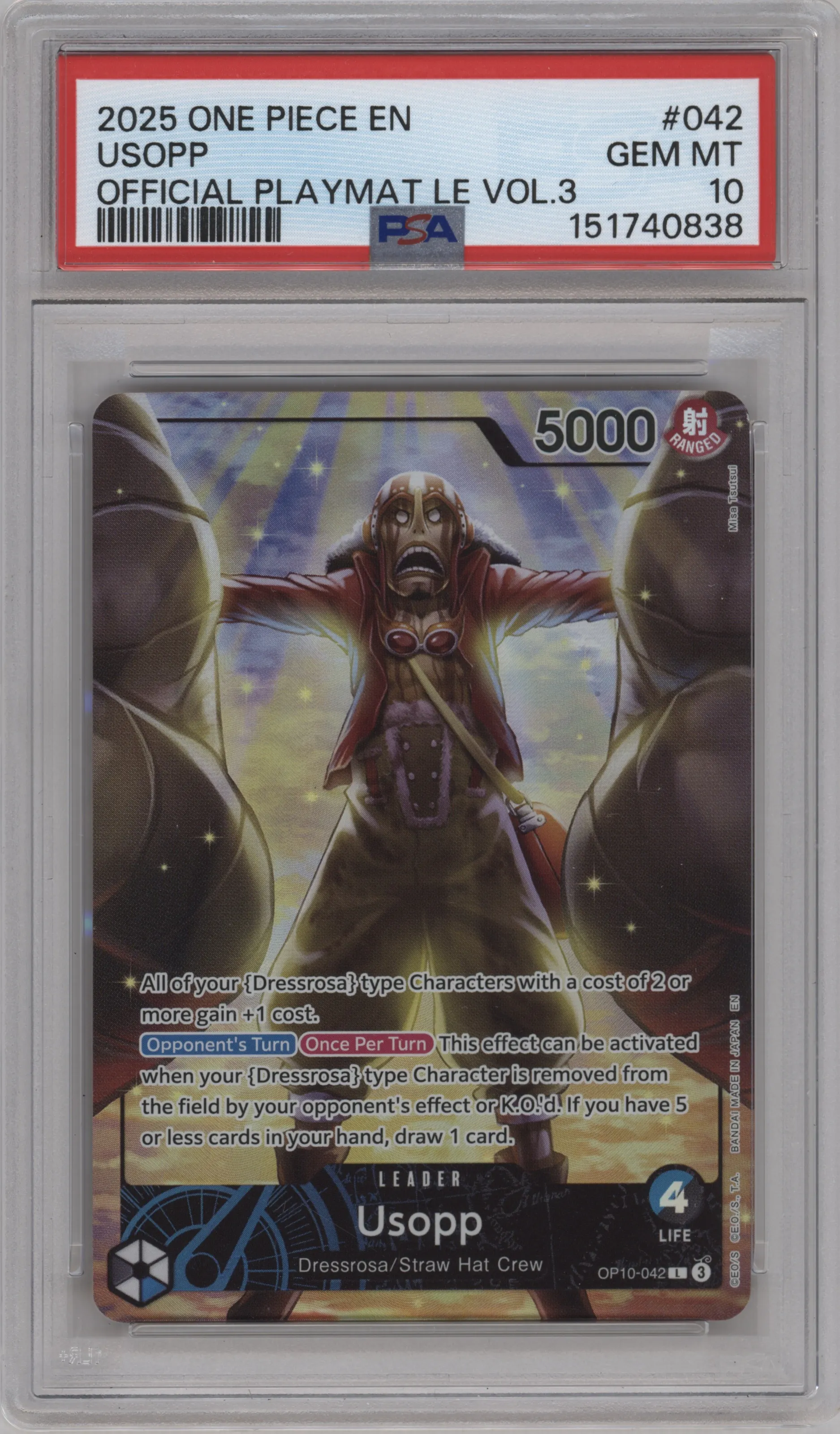 2025 One Piece Usopp Official Playmat Limited Edition Vol.3 PSA 10