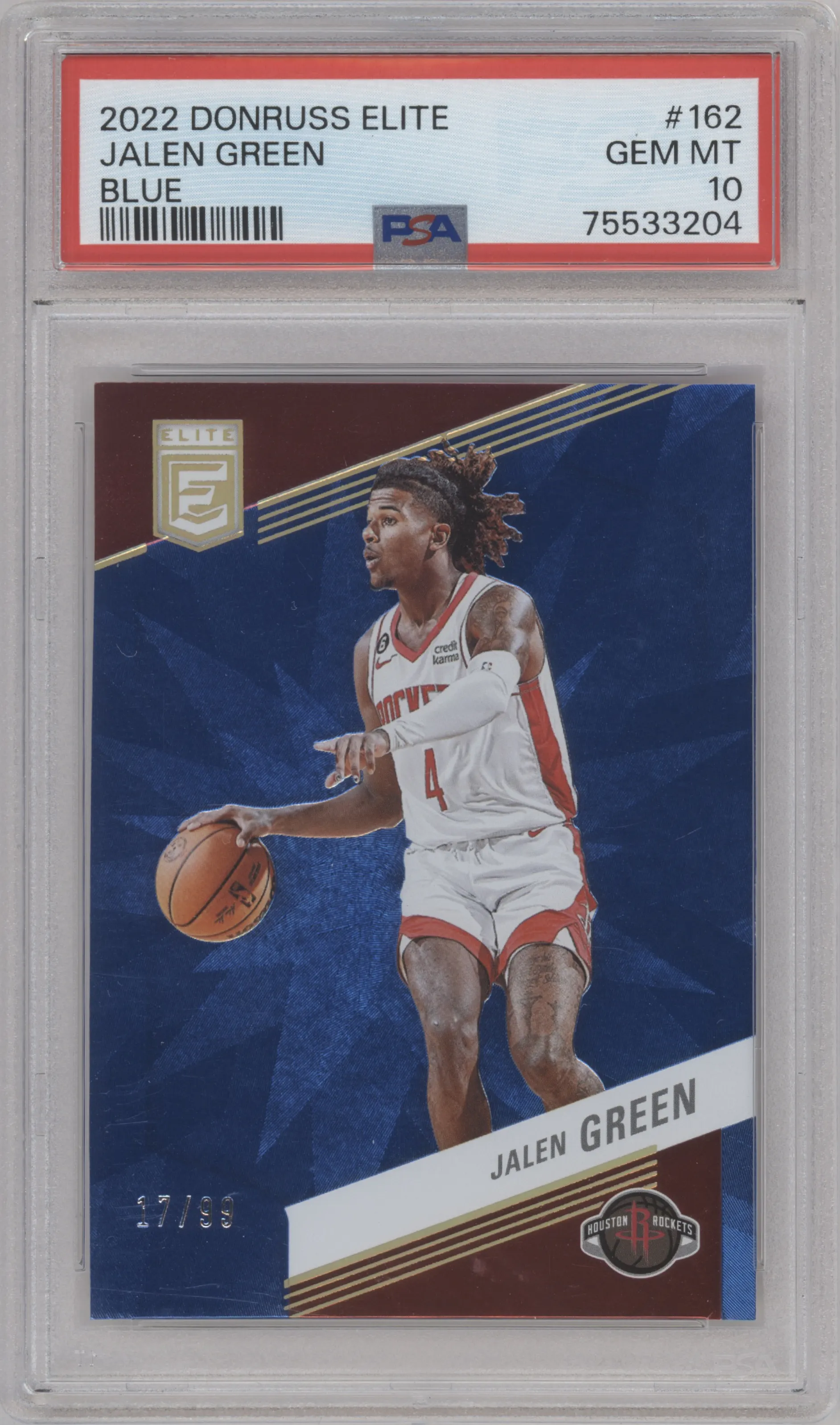 2022 Donruss Elite Jalen Green Blue PSA 10