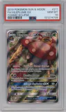 Vileplume GX from the 2019 Pokemon S&M set graded by PSA and given an overall grade of 10.