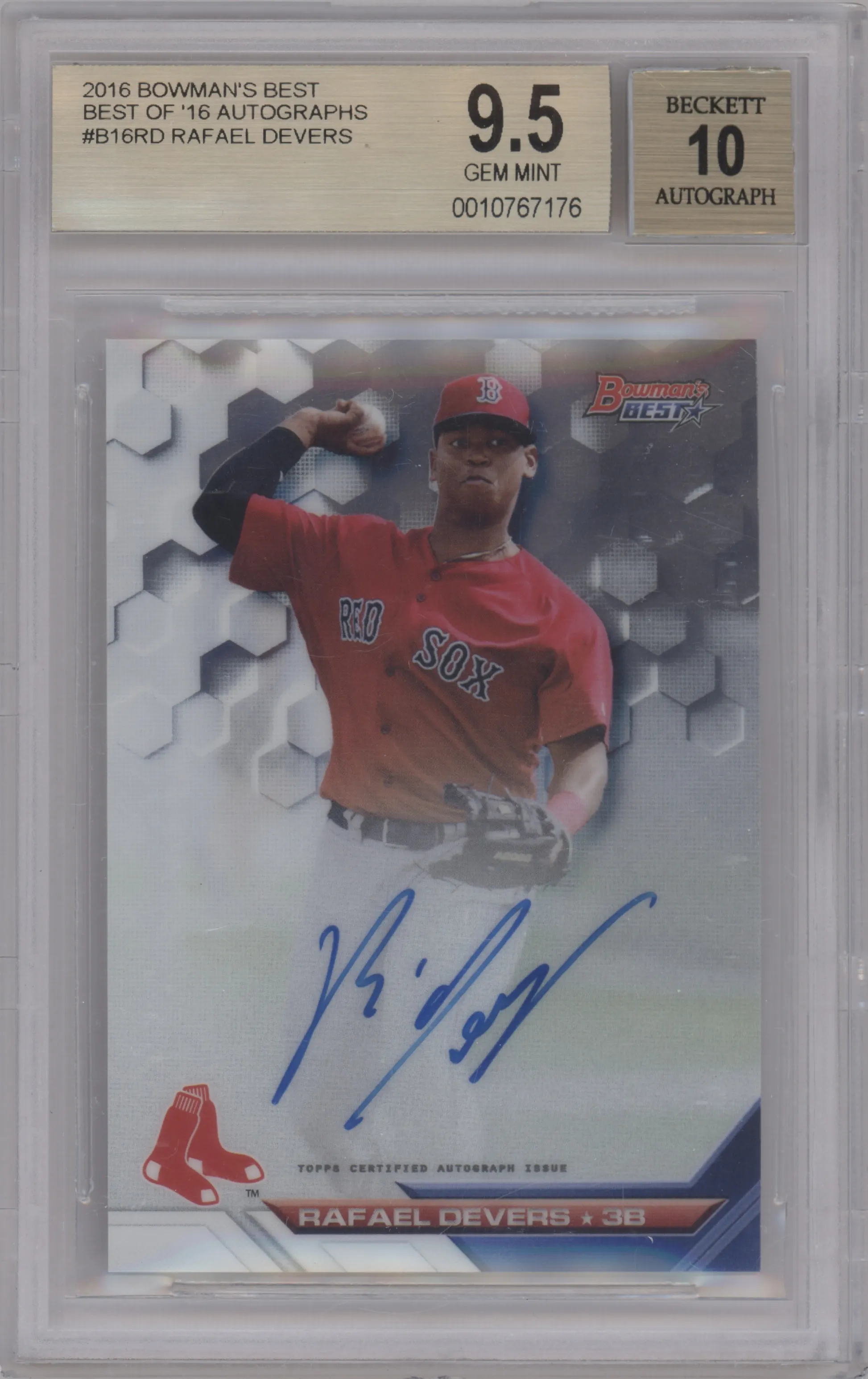 2016 Bowman’s Best Best of 2016 Auto Rafael Devers #B16-RD BGS 9.5