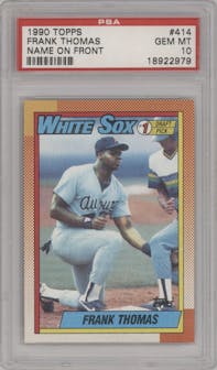 Frank Thomas from the 1990 Topps set featuring a Variation parallel graded by PSA and given an overall grade of 10.