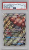 Vileplume GX from the 2019 Pokemon S&M  set graded by PSA and given an overall grade of 10.