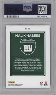 Malik Nabers  from the 2024 Donruss set graded by PSA and given an overall grade of 10.