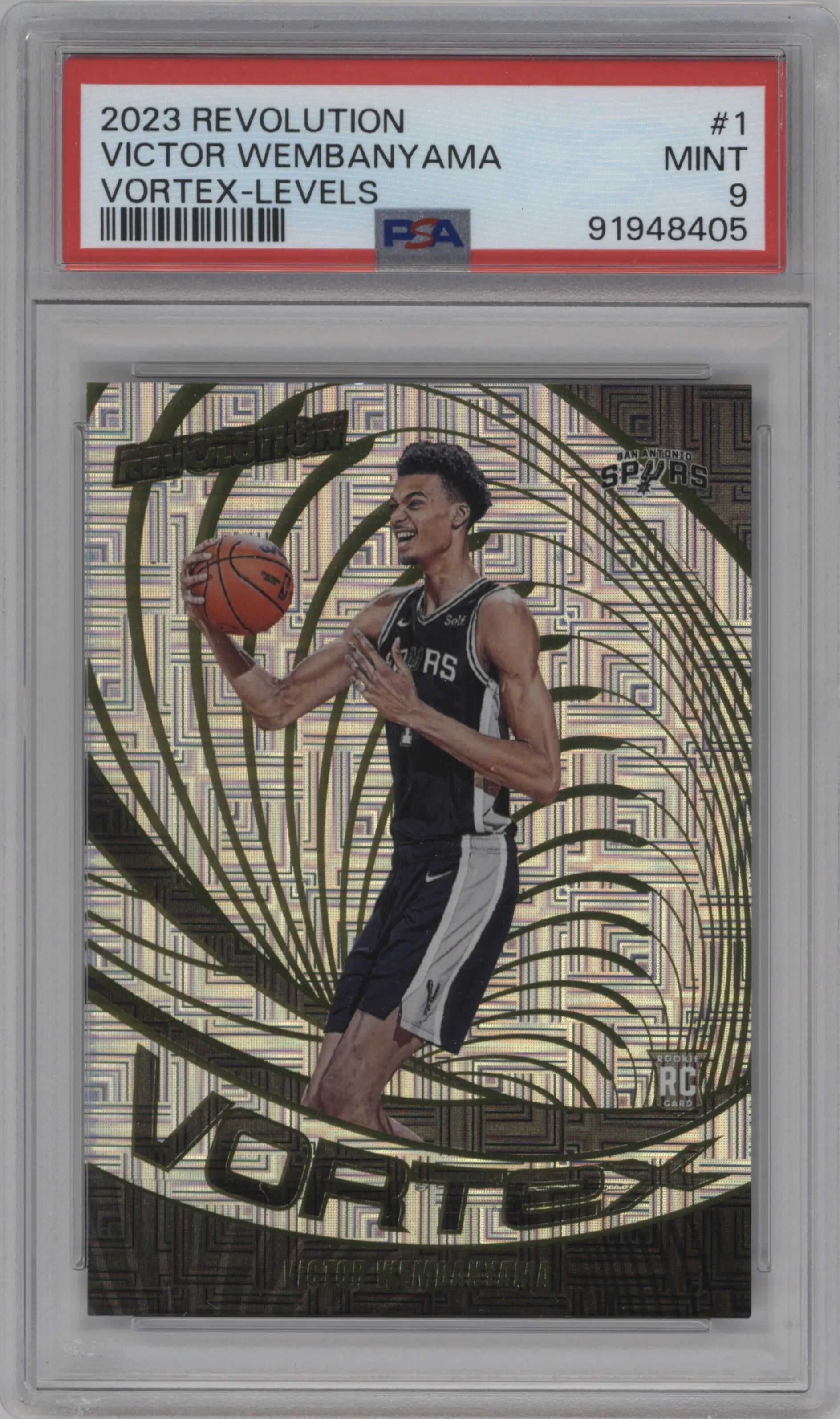 2023 Panini Revolution Vortex Victor Wembanyama Levels PSA 9
