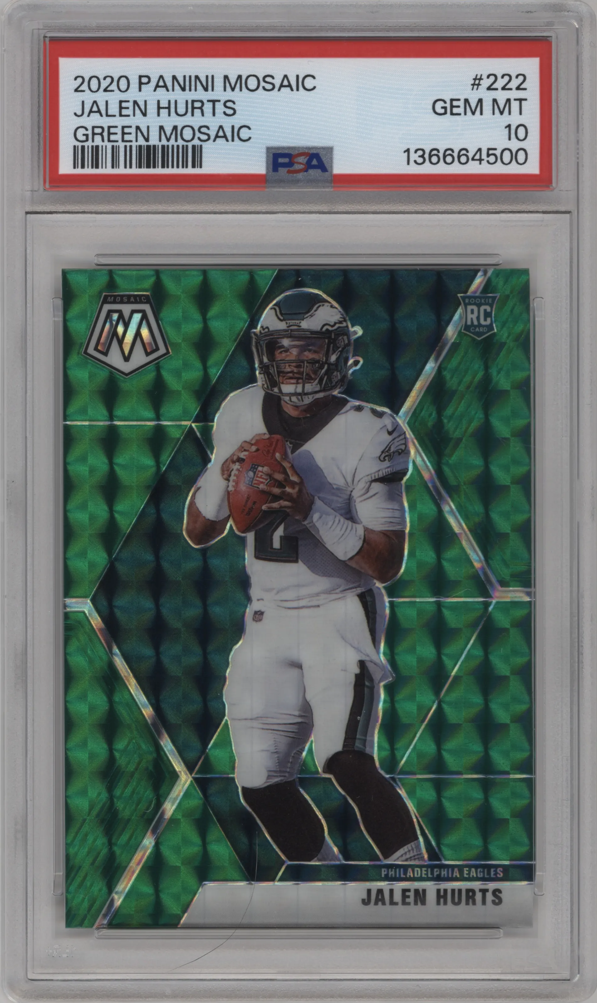 2020 Panini Mosaic Jalen Hurts Green Mosaic PSA 10