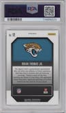 Brian Thomas Jr. from the 2024 Panini Prizm set featuring a Green Wave parallel graded by PSA and given an overall grade of 10.
