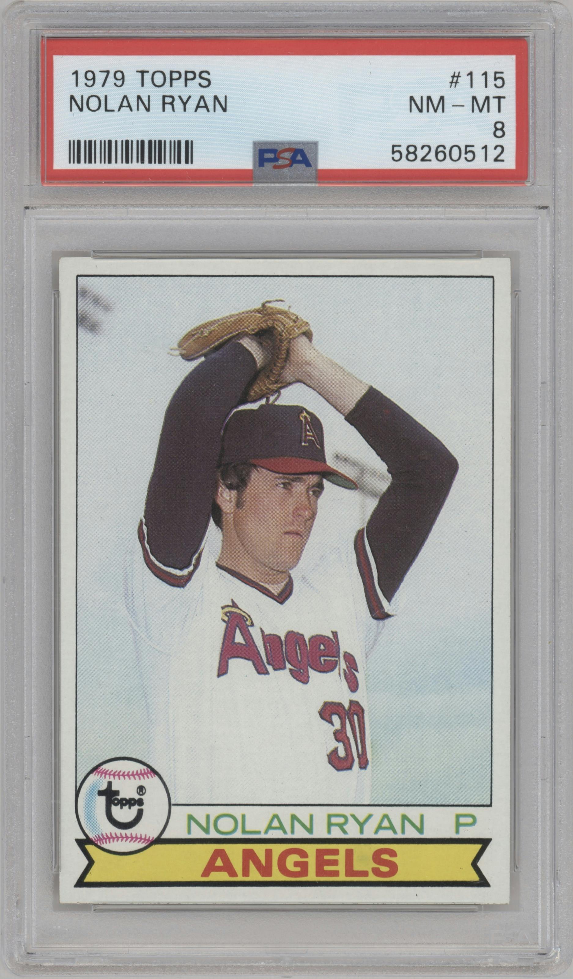 Nolan Ryan from the 1979 Topps set graded by PSA and given an overall grade of 8.