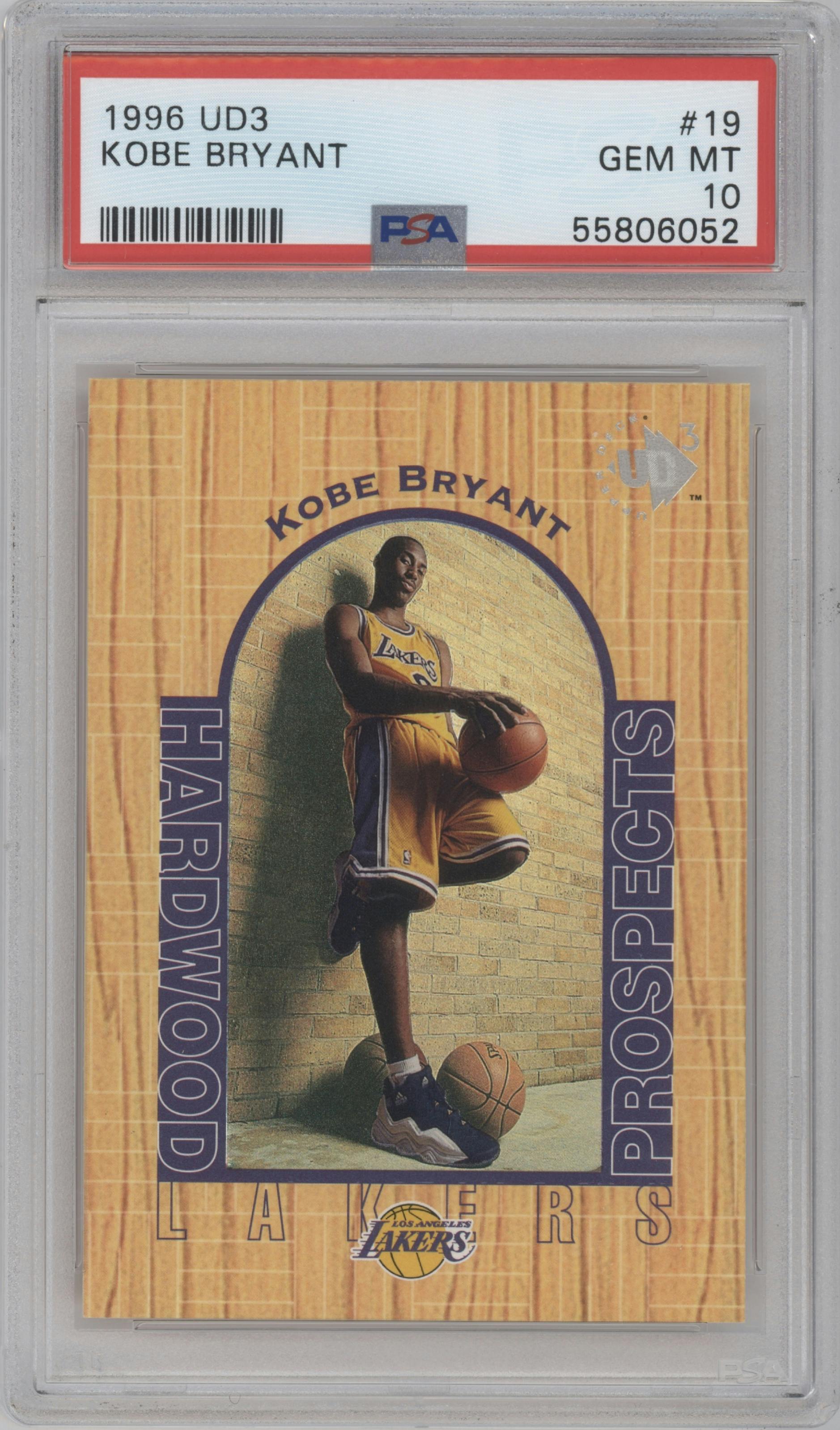 Kobe Bryant from the 1996-97 Upper Deck UD3 set graded by PSA and given an overall grade of 10.