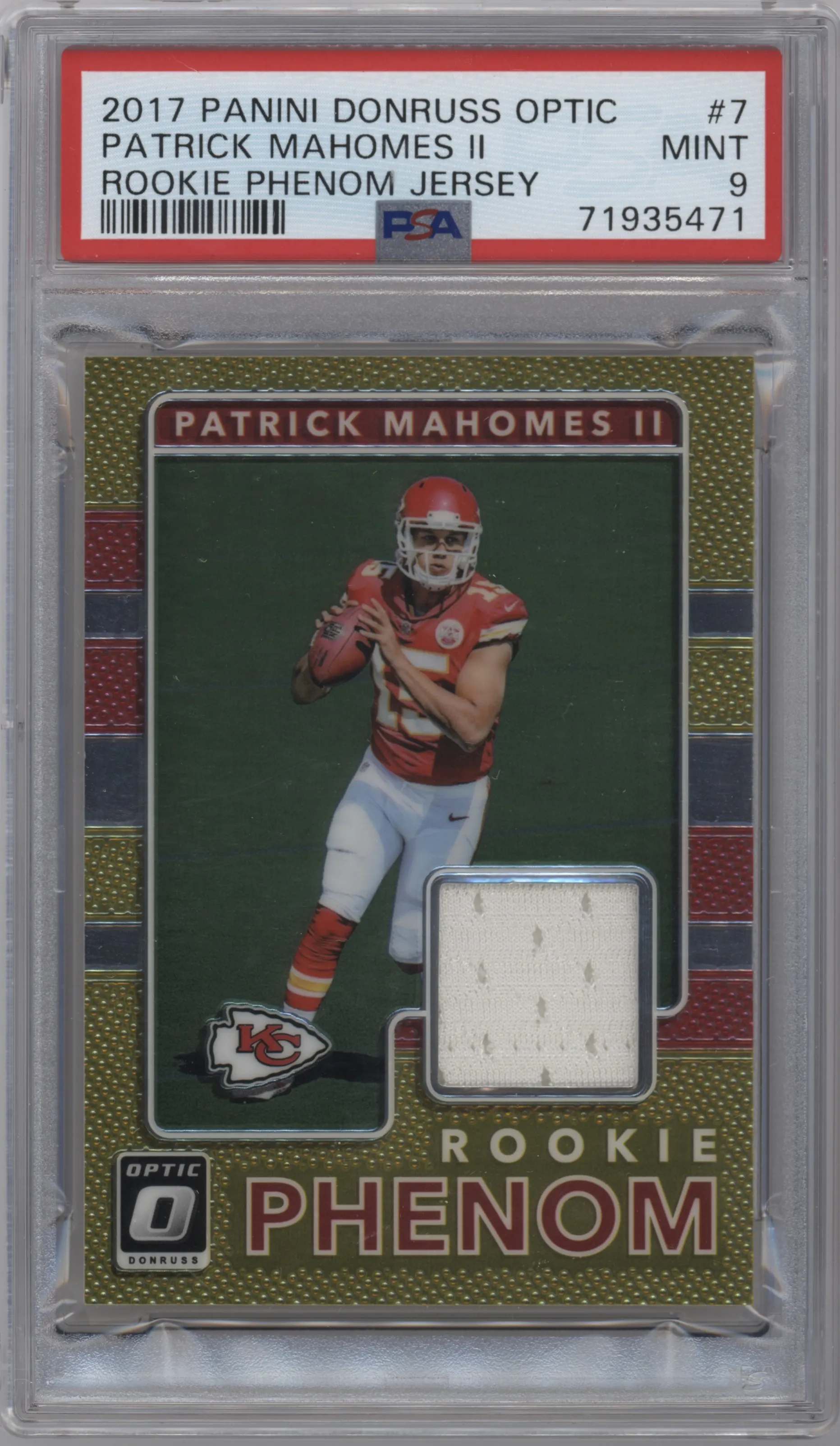2017 Panini Donruss Optic Rke.Phenom Jrsys. Patrick Mahomes II #7 PSA 9