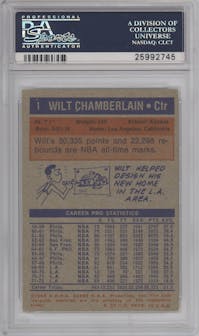 Wilt Chamberlain from the 1972-73 Topps Basketball set graded by PSA and given an overall grade of 5.