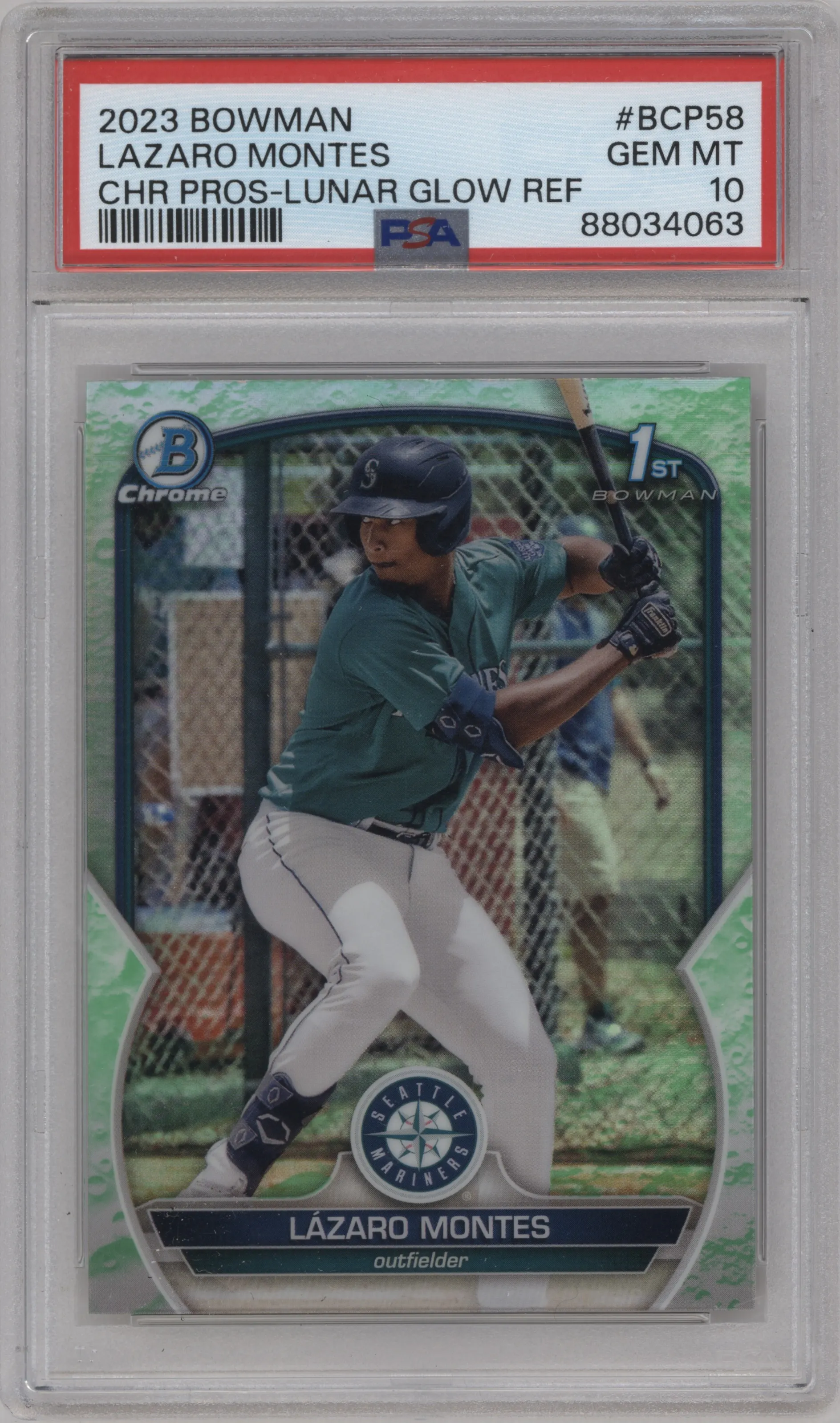 2023 Bowman Chr.Pros. Lazaro Montes Lunar Glow Refractor PSA 10
