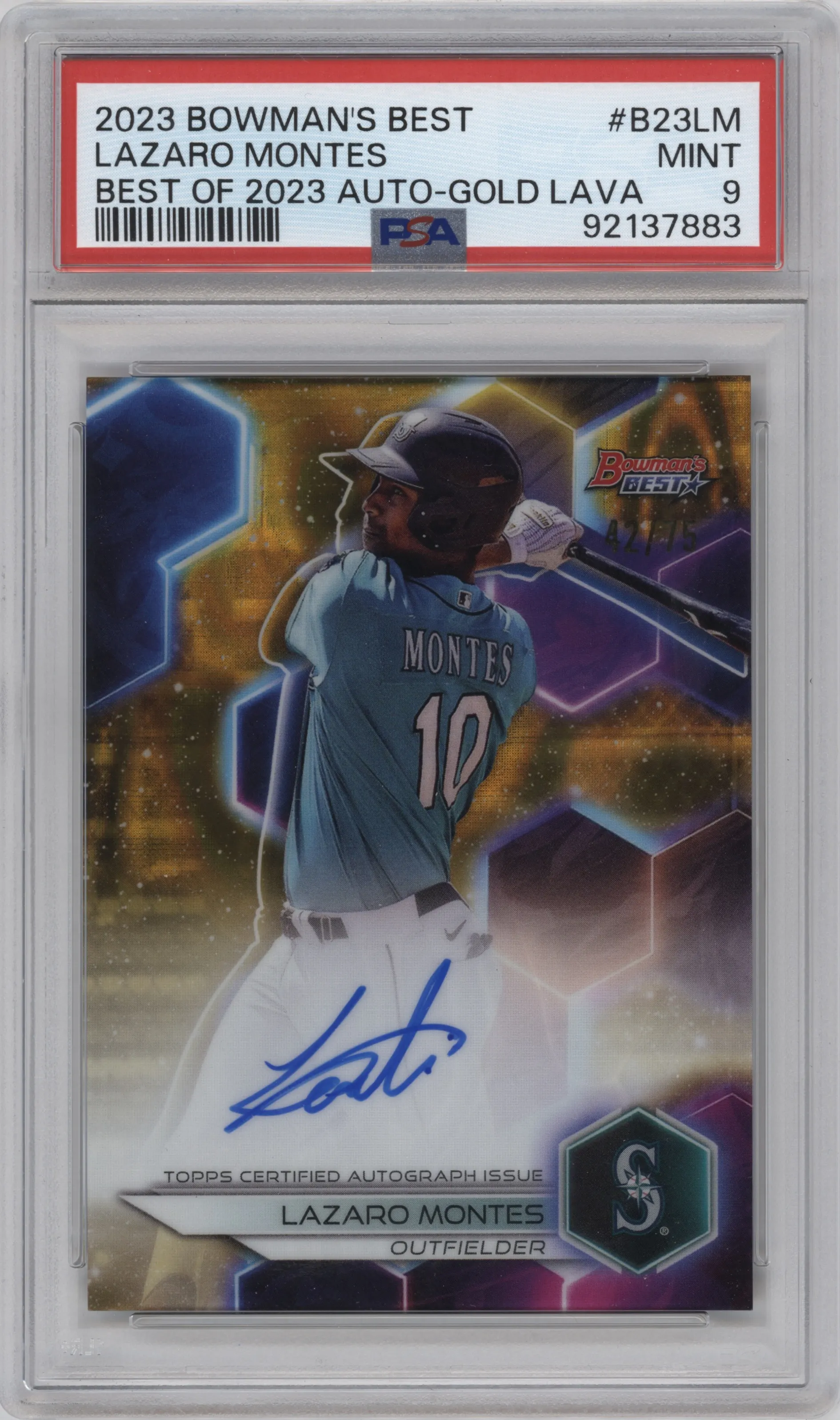 2023 Bowman's Best Best of 2023 Auto Lazaro Montes Gold Lava #B23-LM PSA 9