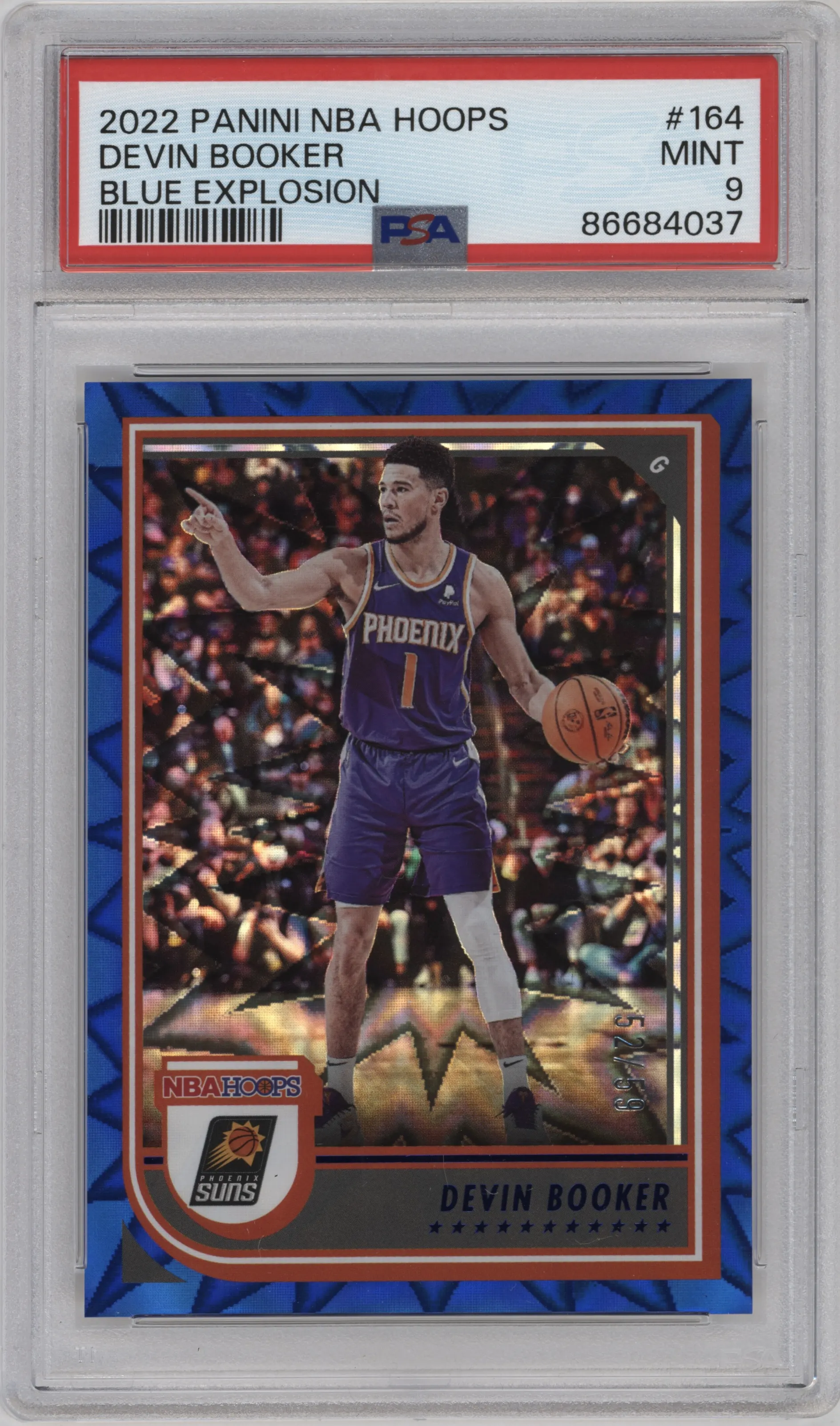2022 Panini NBA Hoops Devin Booker Blue Explosion PSA 9