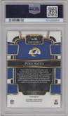 Puka Nacua from the 2023 Panini Select set featuring a White Prizm parallel graded by PSA and given an overall grade of 10.
