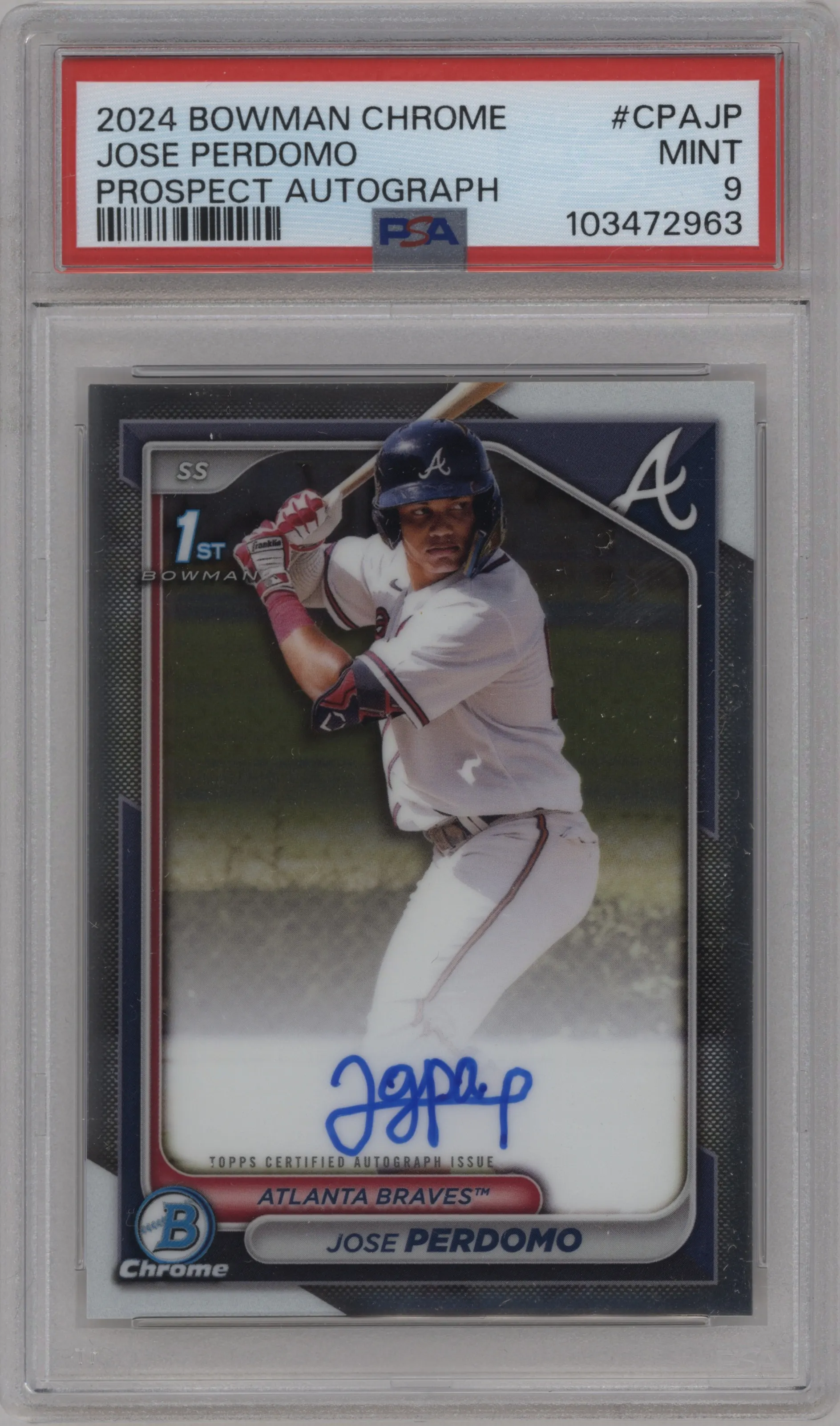 2024 Bowman Chrome Pros.Auto Jose Perdomo PSA 9