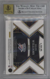 Jalen Williams from the 2022-23 Panini Select set featuring a Gold Disco parallel graded by Beckett and given an overall grade of 9.