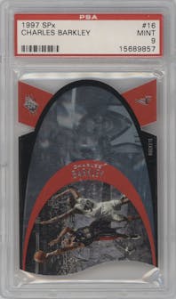Charles Barkley from the 1997 SPx set graded by PSA and given an overall grade of 9.