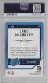 Ladd McConkey from the 2024 Donruss set graded by PSA and given an overall grade of 10.