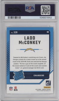 Ladd McConkey from the 2024 Donruss set graded by PSA and given an overall grade of 10.
