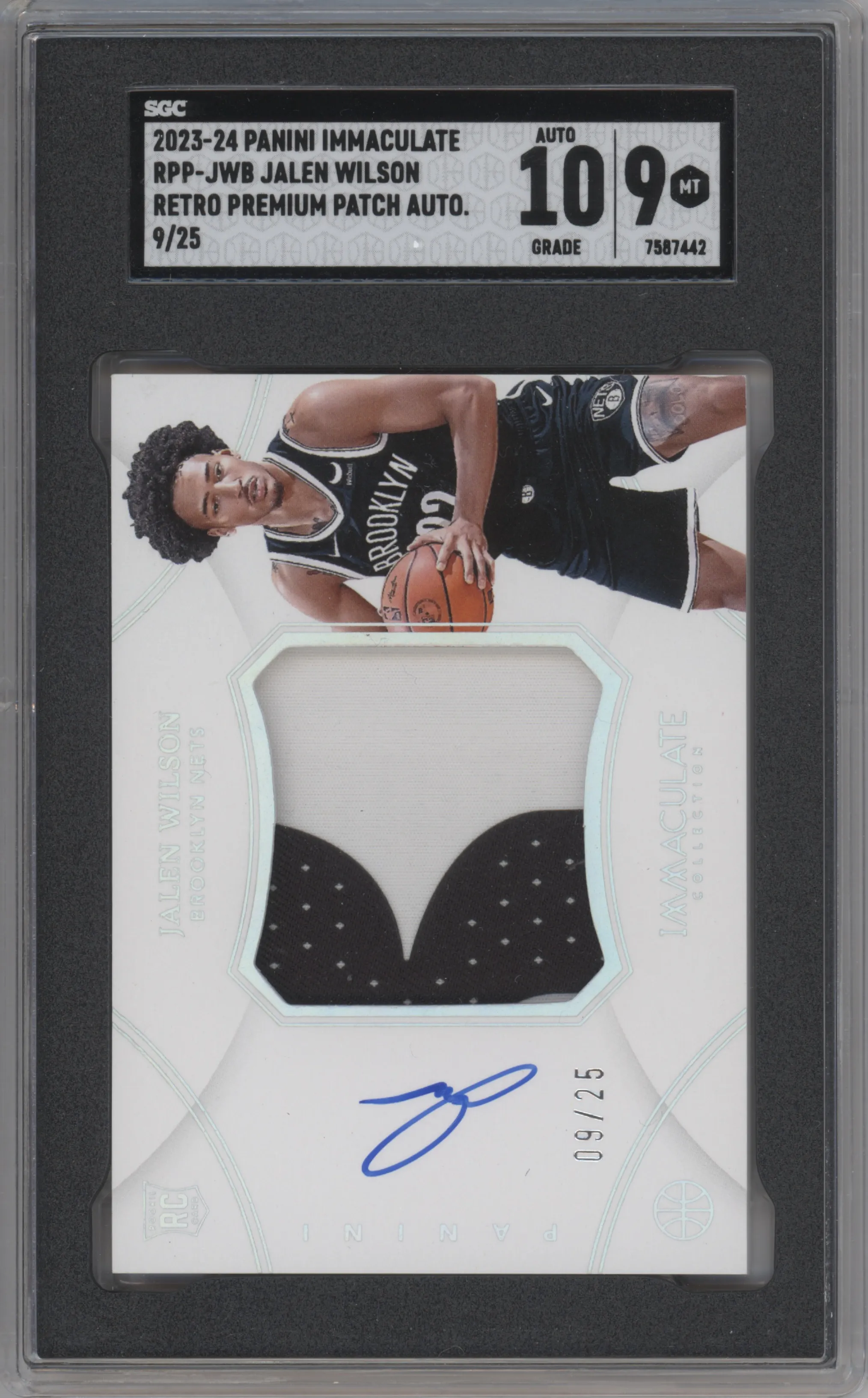 2023 Panini Immaculate Collection Ret.Prem.Ptch.Auto Jalen Wilson SGC 9