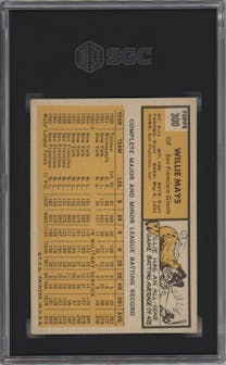Willie Mays from the 1963 Topps set graded by SGC and given an overall grade of 7.