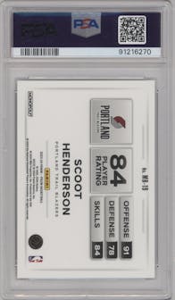 Scoot Henderson  from the 2023-24 Panini Prizm Monopoly set graded by PSA and given an overall grade of 10.