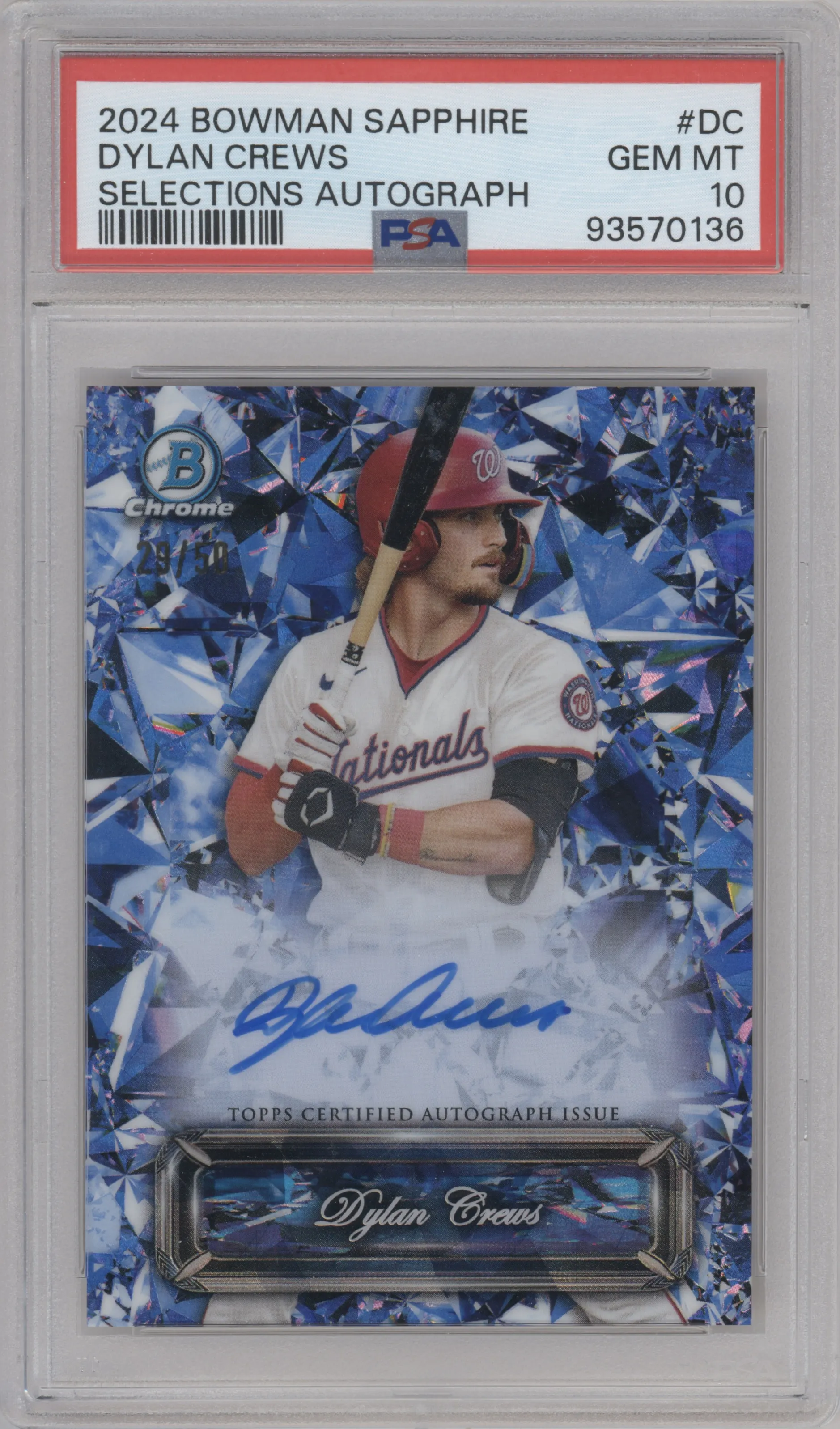 2024 Bowman Sapphire Edition Selections Auto Dylan Crews PSA 10