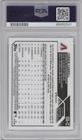 Corbin Carroll from the 2023 Topps Chrome Update Series Sapphire Edition set featuring a Green parallel graded by PSA and given an overall grade of 10.