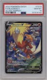 Blaziken V from the 2022 Pokemon SWSH set graded by PSA and given an overall grade of 10.